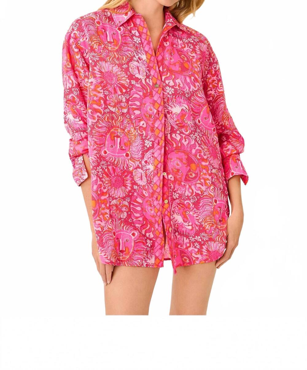 NEW LILLY PULITZER kwitney long-sleeve coverup in paradise punch jims stuff engi